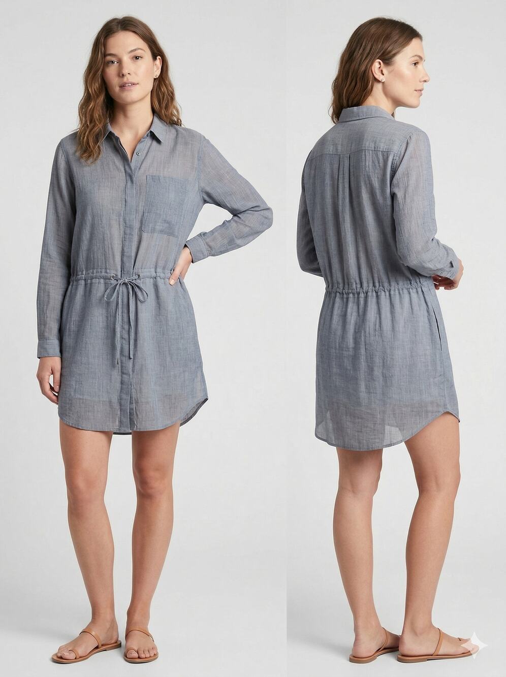 a.n.a a new approach XS Tie Waist 100% Cotton Striped Dress Button Front